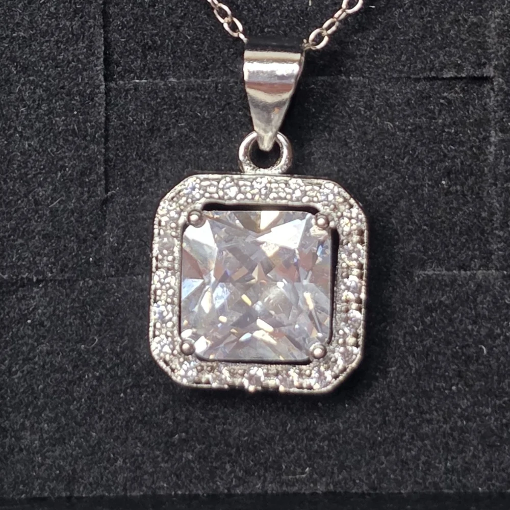 4.42ct Moissanite Stone Pendant With Rhodium Over 925 Sterling Silver Necklace - Picture 2 of 6